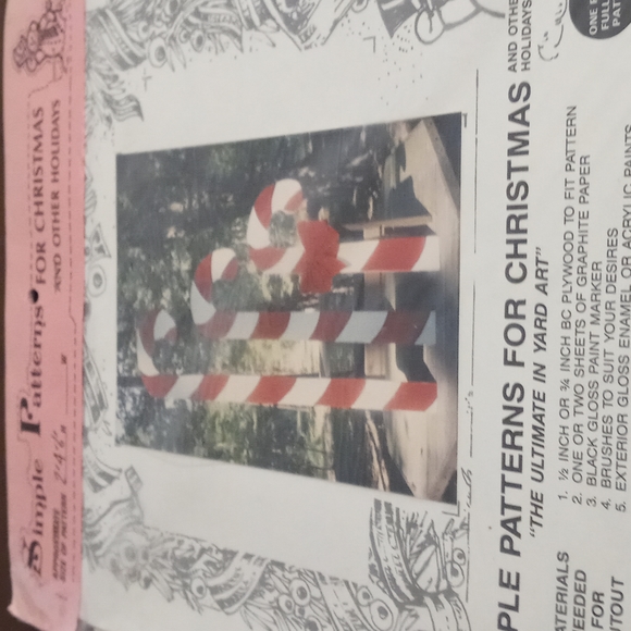 Vintage Simple Patterns for Christmas Canes & Bows 2' 4' 6' Yard Art - Picture 6 of 6